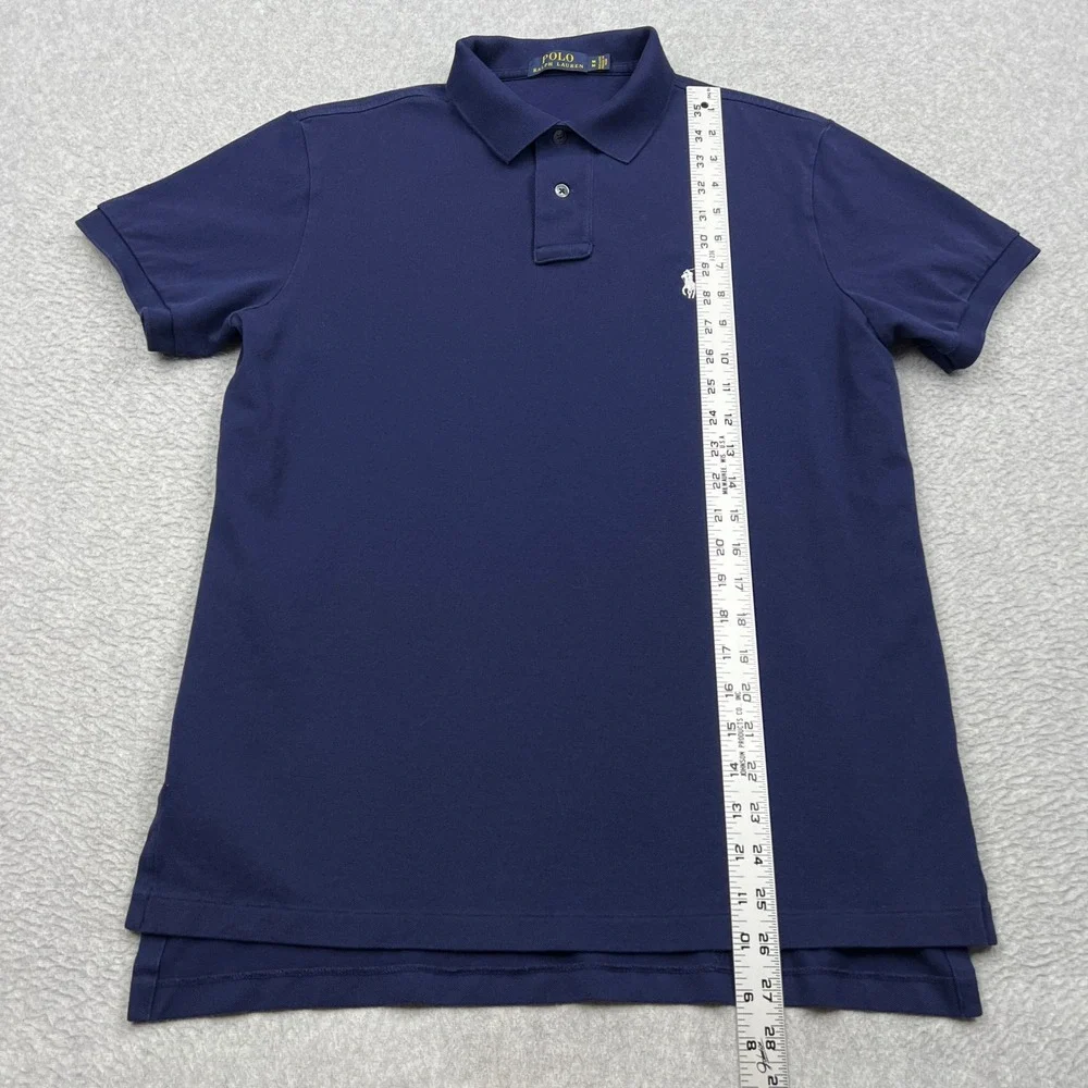 Polo Ralph Lauren Polo Shirt Mens Medium Blue Knit Stretch Slim Fit Pony Logo